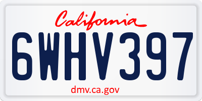CA license plate 6WHV397