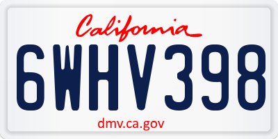 CA license plate 6WHV398
