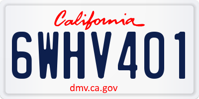 CA license plate 6WHV401