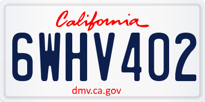 CA license plate 6WHV402