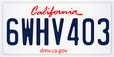 CA license plate 6WHV403