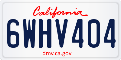 CA license plate 6WHV404