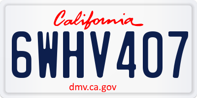 CA license plate 6WHV407