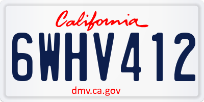 CA license plate 6WHV412