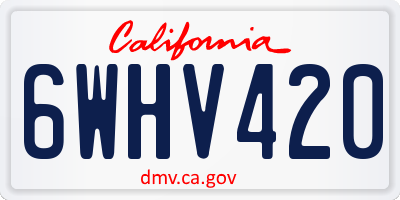 CA license plate 6WHV420