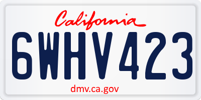 CA license plate 6WHV423
