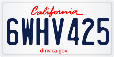 CA license plate 6WHV425