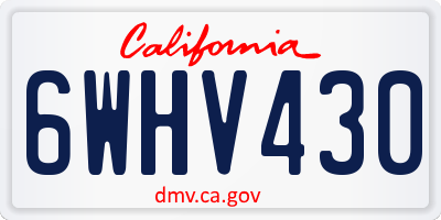 CA license plate 6WHV430