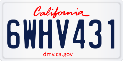 CA license plate 6WHV431