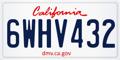 CA license plate 6WHV432