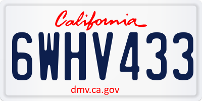 CA license plate 6WHV433