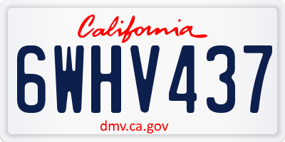 CA license plate 6WHV437