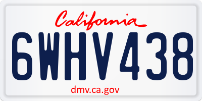 CA license plate 6WHV438