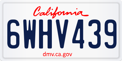 CA license plate 6WHV439