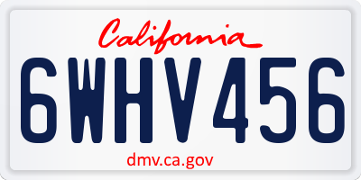 CA license plate 6WHV456