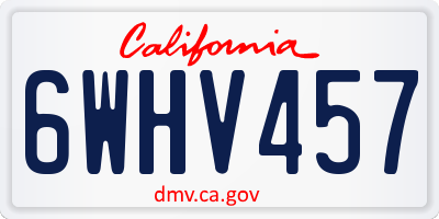 CA license plate 6WHV457