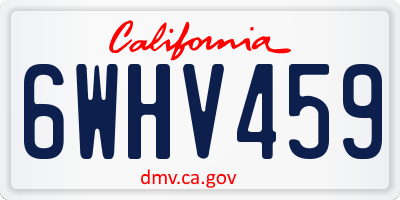 CA license plate 6WHV459