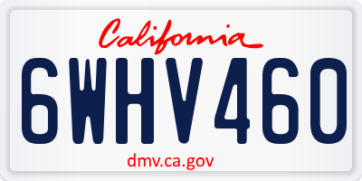 CA license plate 6WHV460