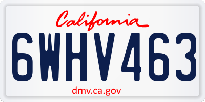 CA license plate 6WHV463