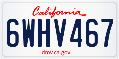 CA license plate 6WHV467