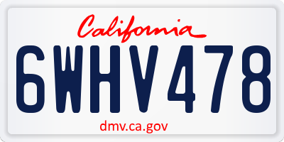 CA license plate 6WHV478