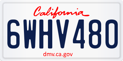 CA license plate 6WHV480