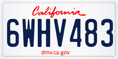 CA license plate 6WHV483