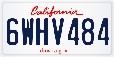 CA license plate 6WHV484