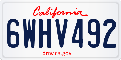 CA license plate 6WHV492