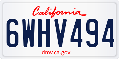 CA license plate 6WHV494