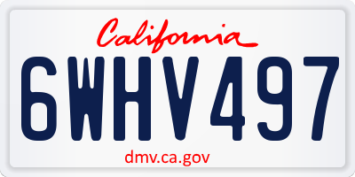 CA license plate 6WHV497