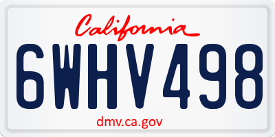 CA license plate 6WHV498