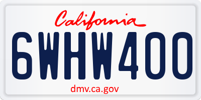 CA license plate 6WHW400