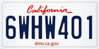 CA license plate 6WHW401