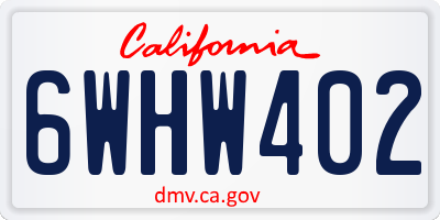 CA license plate 6WHW402