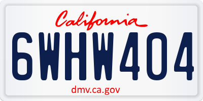 CA license plate 6WHW404