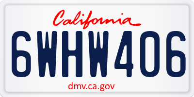 CA license plate 6WHW406