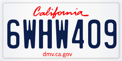 CA license plate 6WHW409