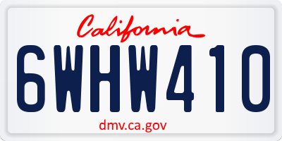 CA license plate 6WHW410