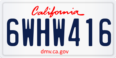 CA license plate 6WHW416