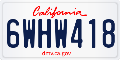 CA license plate 6WHW418