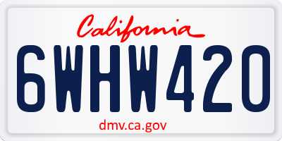 CA license plate 6WHW420