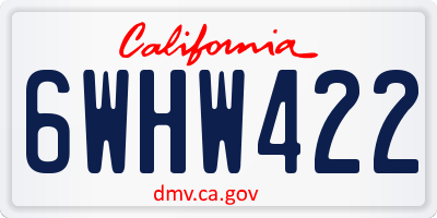 CA license plate 6WHW422