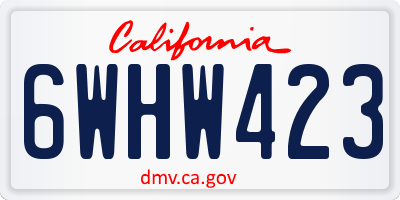 CA license plate 6WHW423