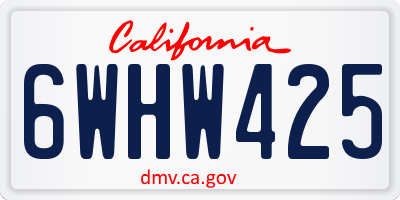CA license plate 6WHW425