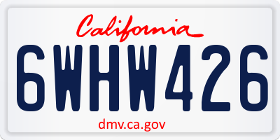 CA license plate 6WHW426