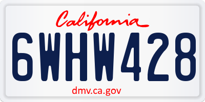 CA license plate 6WHW428