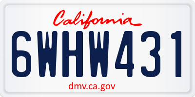 CA license plate 6WHW431
