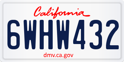 CA license plate 6WHW432