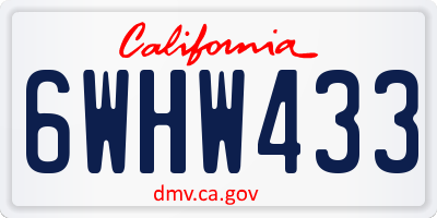 CA license plate 6WHW433